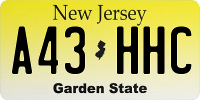 NJ license plate A43HHC