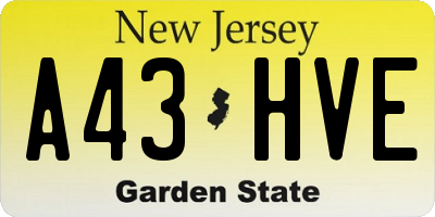 NJ license plate A43HVE