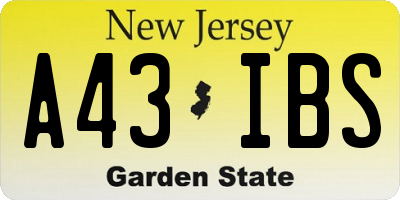 NJ license plate A43IBS