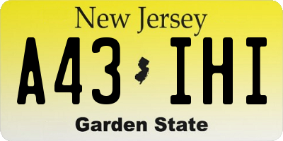 NJ license plate A43IHI