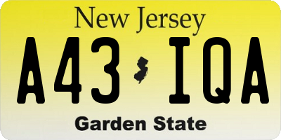 NJ license plate A43IQA