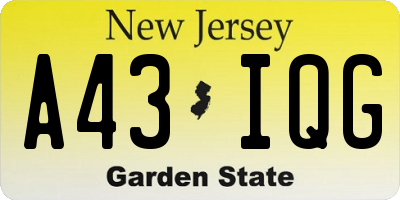 NJ license plate A43IQG