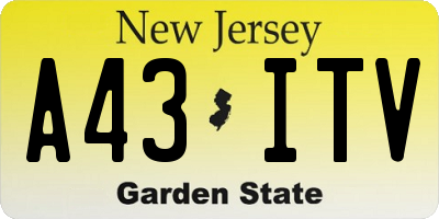 NJ license plate A43ITV