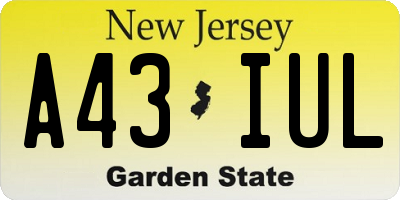 NJ license plate A43IUL