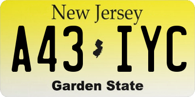 NJ license plate A43IYC