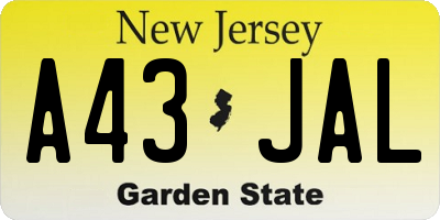 NJ license plate A43JAL