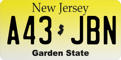 NJ license plate A43JBN