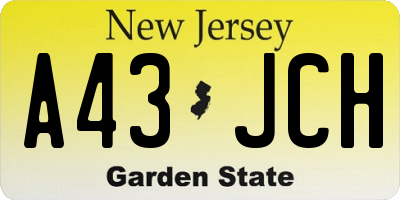 NJ license plate A43JCH