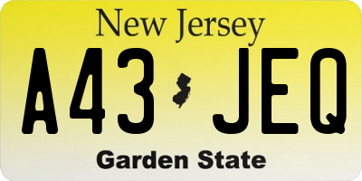 NJ license plate A43JEQ