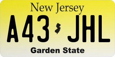 NJ license plate A43JHL