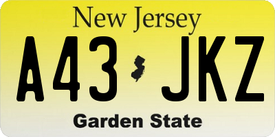 NJ license plate A43JKZ