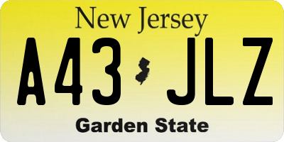 NJ license plate A43JLZ