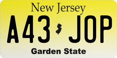 NJ license plate A43JOP