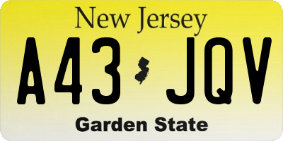 NJ license plate A43JQV