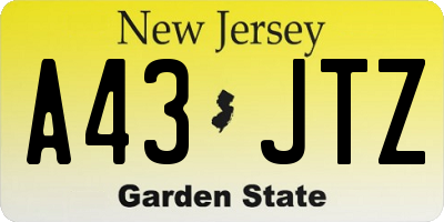 NJ license plate A43JTZ