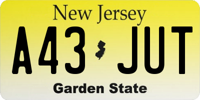 NJ license plate A43JUT
