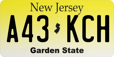 NJ license plate A43KCH