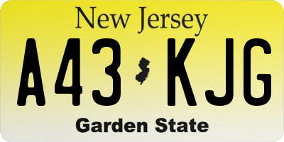 NJ license plate A43KJG