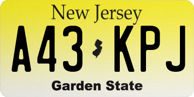 NJ license plate A43KPJ
