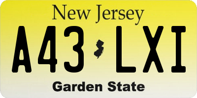 NJ license plate A43LXI