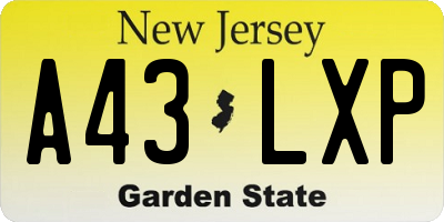 NJ license plate A43LXP