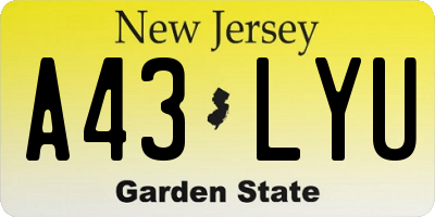 NJ license plate A43LYU