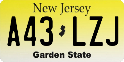 NJ license plate A43LZJ