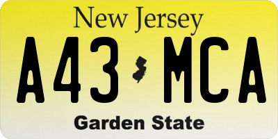 NJ license plate A43MCA