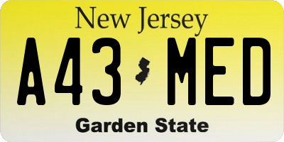 NJ license plate A43MED