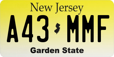 NJ license plate A43MMF