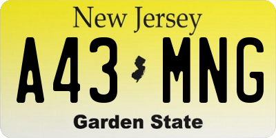 NJ license plate A43MNG