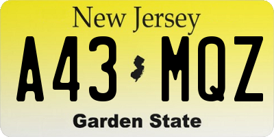 NJ license plate A43MQZ