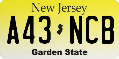 NJ license plate A43NCB