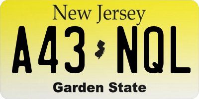 NJ license plate A43NQL