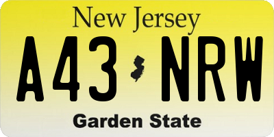 NJ license plate A43NRW