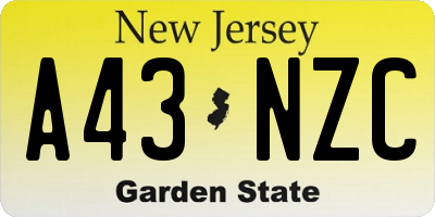 NJ license plate A43NZC