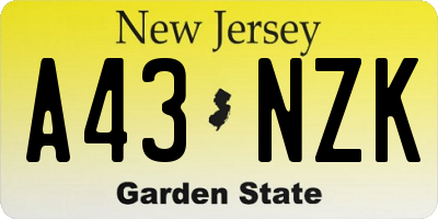NJ license plate A43NZK