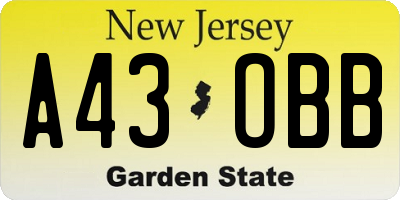 NJ license plate A43OBB