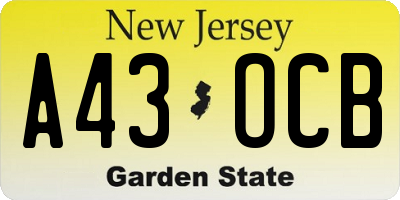 NJ license plate A43OCB
