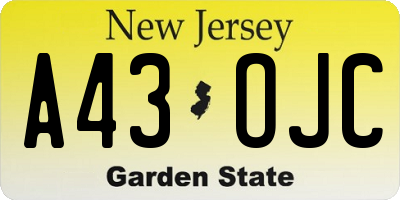 NJ license plate A43OJC