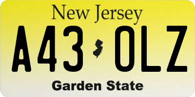 NJ license plate A43OLZ