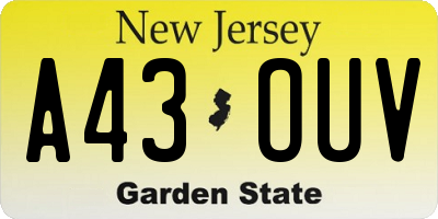 NJ license plate A43OUV