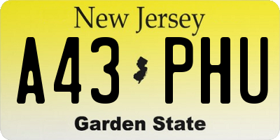 NJ license plate A43PHU