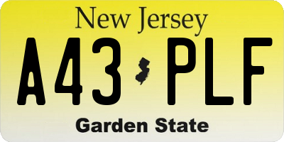 NJ license plate A43PLF