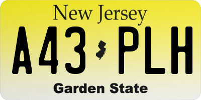 NJ license plate A43PLH