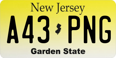 NJ license plate A43PNG