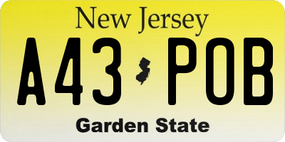 NJ license plate A43POB