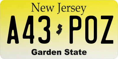 NJ license plate A43POZ