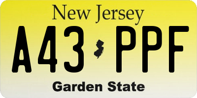 NJ license plate A43PPF