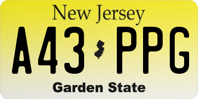 NJ license plate A43PPG